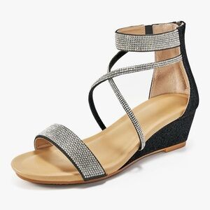 Elegant Black and Silver Women's Sandals
